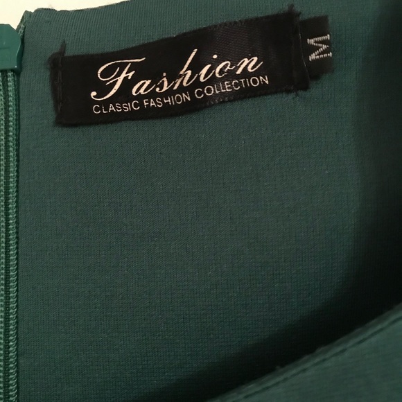 Retro Kelly Green Dress, 3/4 sleeves - Picture 4 of 6